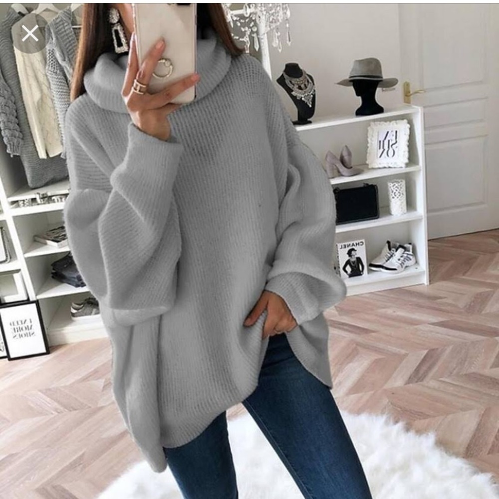 Grey Poncho Sweater